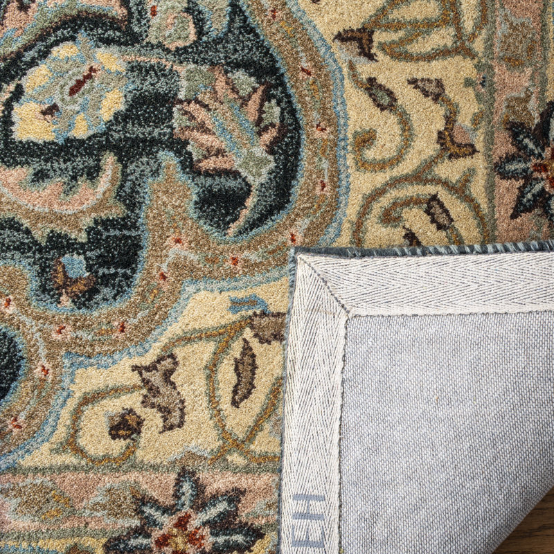 Kuhlman Hand Tufted Wool/Cotton/Latex Oriental Rug in Black/Cream, Rectangle 5' x 8'