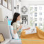 Structure de lit grand format en métal blanc avec tête de lit ergonomique, prises de recharge et aucun sommier pour cadre de chambre à coucher confortable, métal, similicuir, tablette de rangement-121076995-121076993