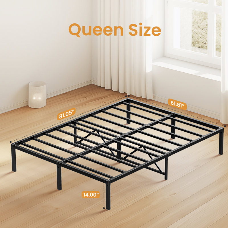 Queen Metal Bed Frame with Sufficient Storage Space Under the Bed, Queen
