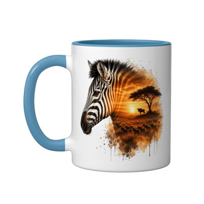 Zebra Savanna Sunset Ceramic Mug, 11oz