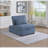 Sofas, Contemporary Slate Gray-Blue Sherpa Convertible Sleeper Chair with Pillow | Blue+Grey | Sherpa Fabric-230959995