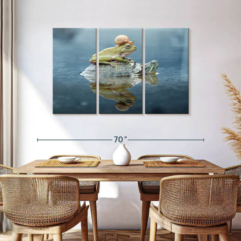 Brampt Snail And Frog Riding A Turtle, 36" H x 57" W