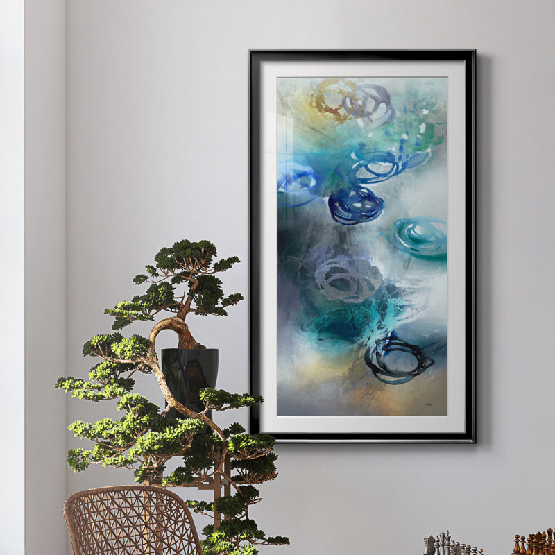 Jazzy Petals - reproduction d'art, H 14,5 po x l 26,5 po x P 1,5 po, Papier encadré noir, Blanc