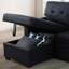 Canapé-lit convertible à 4 places avec méridienne escamotable et rangement en lin noir, coussins de dossier amovibles, canapé-lit simple pour nuit d'invités, largeur 82, profondeur 53, hauteur 34,5, lin 190,5 lb