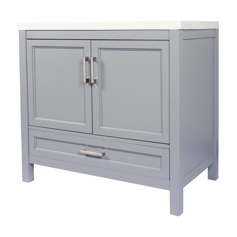 Ensemble de meuble-lavabo simple 37 po Aldino, Gris, Blanc