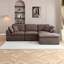 Canapé d'angle Cloud 111" pour salon, canapé en L sans structure avec pouf, canapé d'angle modulaire 3 places, brun