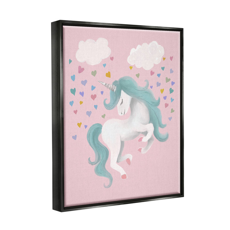 «Pink Pastel Unicorn Clouds» par Elizabeth Medley - impression, Cadre flottant noir de jais, H 21 po x l 17 po x P 1,7 po