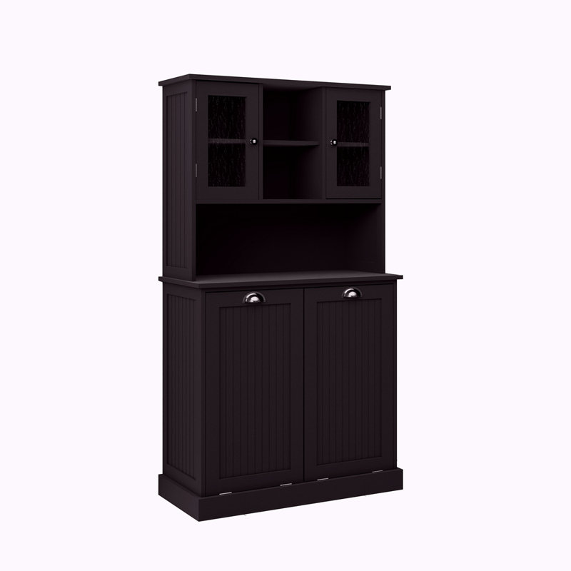 Armoire de salle de bain inclinable à deux compartiments avec panier à linge haut et 2 tablettes réglables, Noir