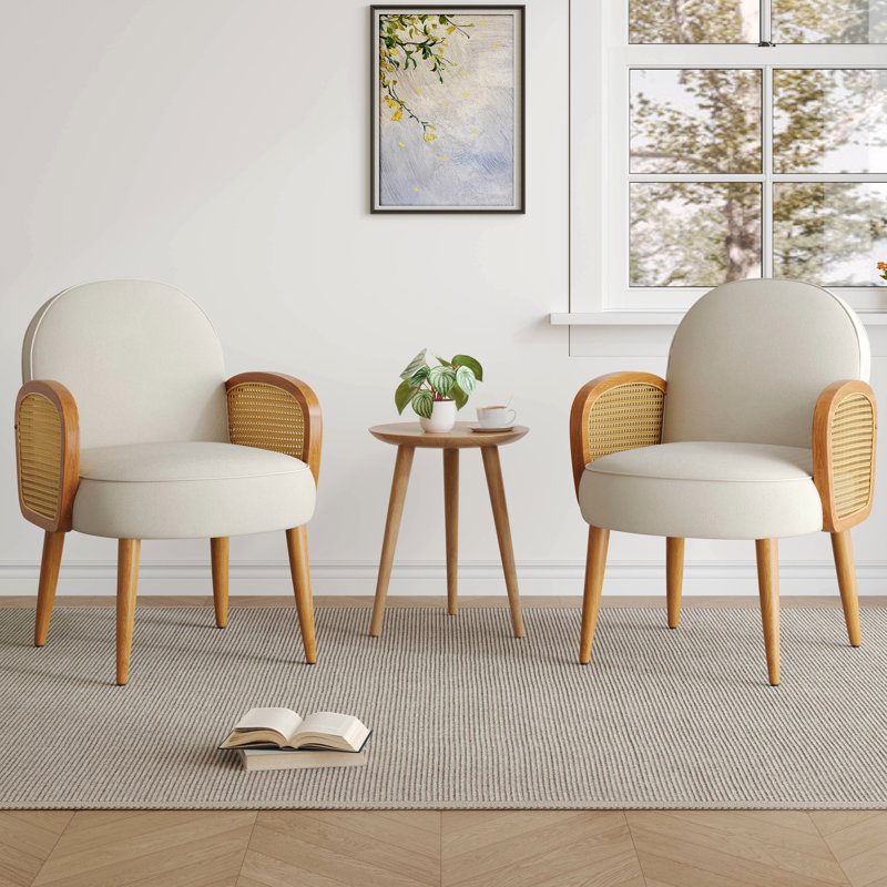 Chaise d'appoint en velours avec structure en bois élégante et stable, Ivoire ivoire