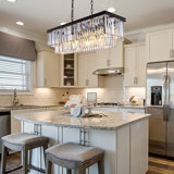 Duvernay 8 - Kitchen Island Rectangle Chandelier with Crystal Accents