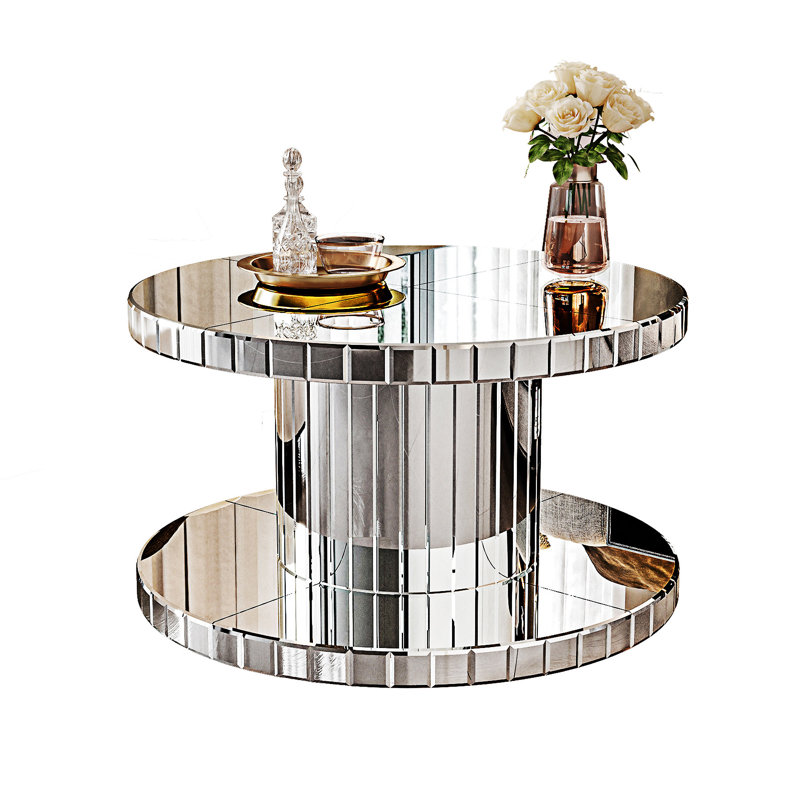 Double-Tier Round Mirror Coffee Table