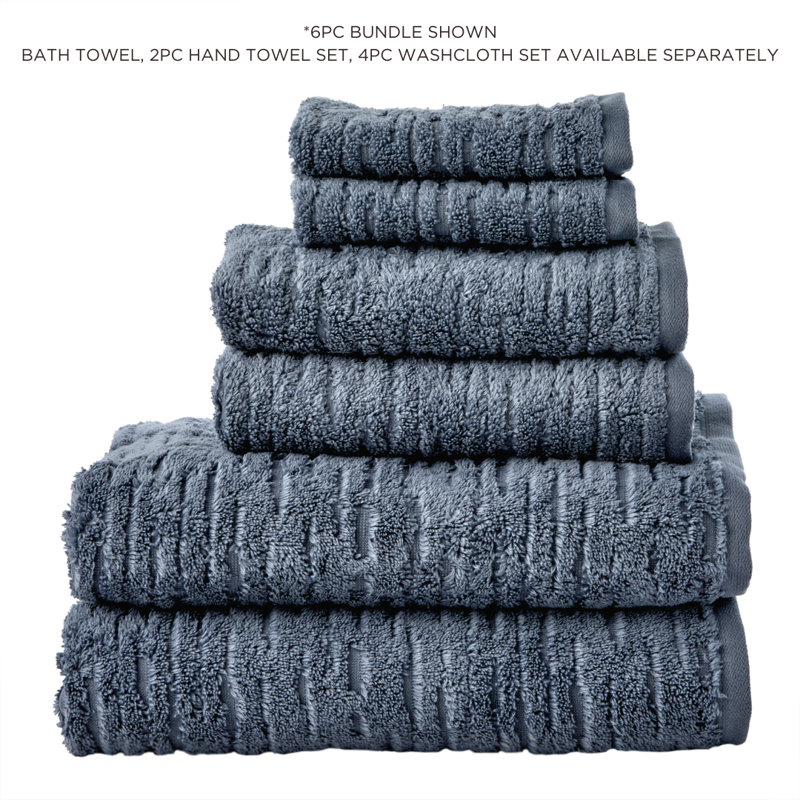 CLOUDSOFT Cotton 2 Hand Towels, Smoke Blue