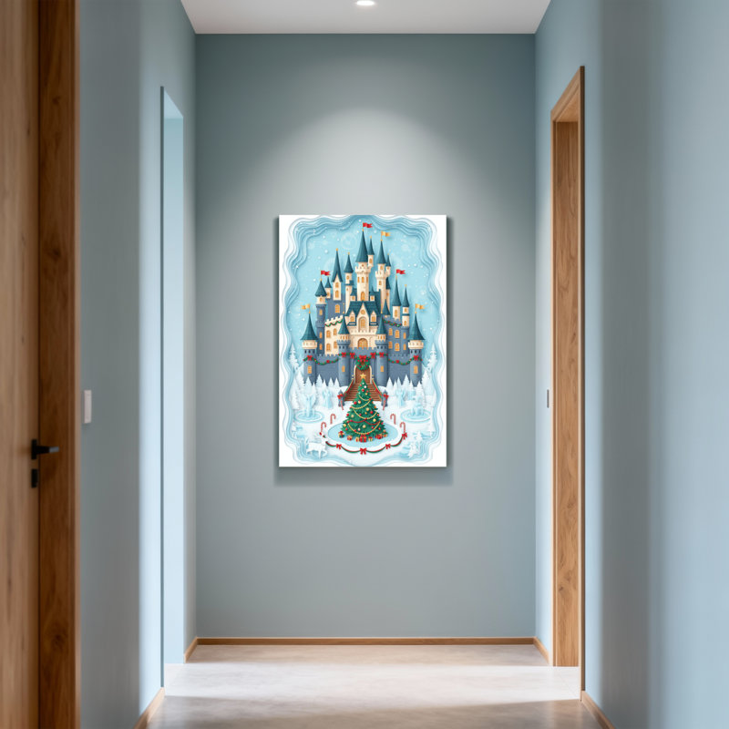 Noël, château de Noël, décorations d'arbre enneigé, scène d'hiver, H 36 po x l 24 po