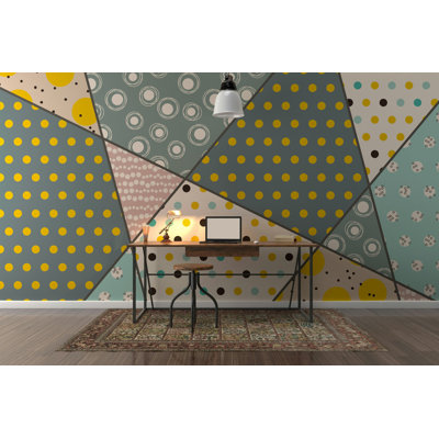 Geometric Trapezoid and Triangle Shapes Dots Removable Wallpaper -  GK Wall Design, GKWP000859W55H35