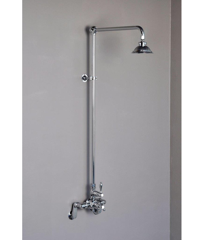 Exposed Thermostatic Shower System  52" Wall Mounted with 1.75GPM Lever/Cross Handles, Chrome