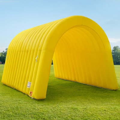 Inflatable Sports Passageway Tunnel with Continuous Blower, Entrance Tunnel for Races, Festivals, and Advertising (Yellow, 16x10x10FT)