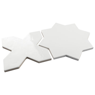 Argile Star with Cross 7 In. X 14 In. Porcelain Floor And Wall Tile Kit