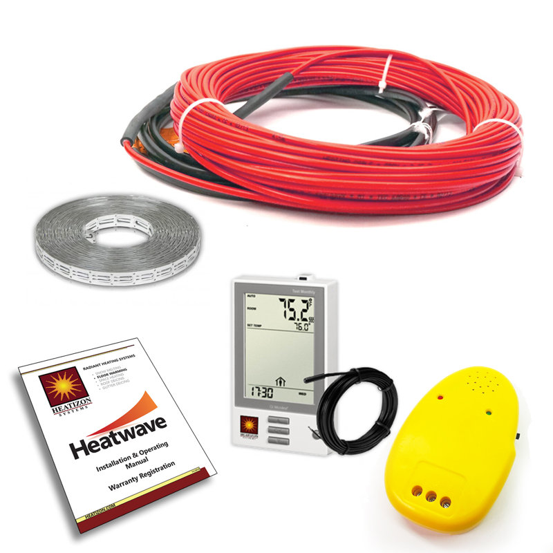 0.25'' W 240 Volt Underfloor Heating System Kit with Programmable Thermostat, 564 ft.