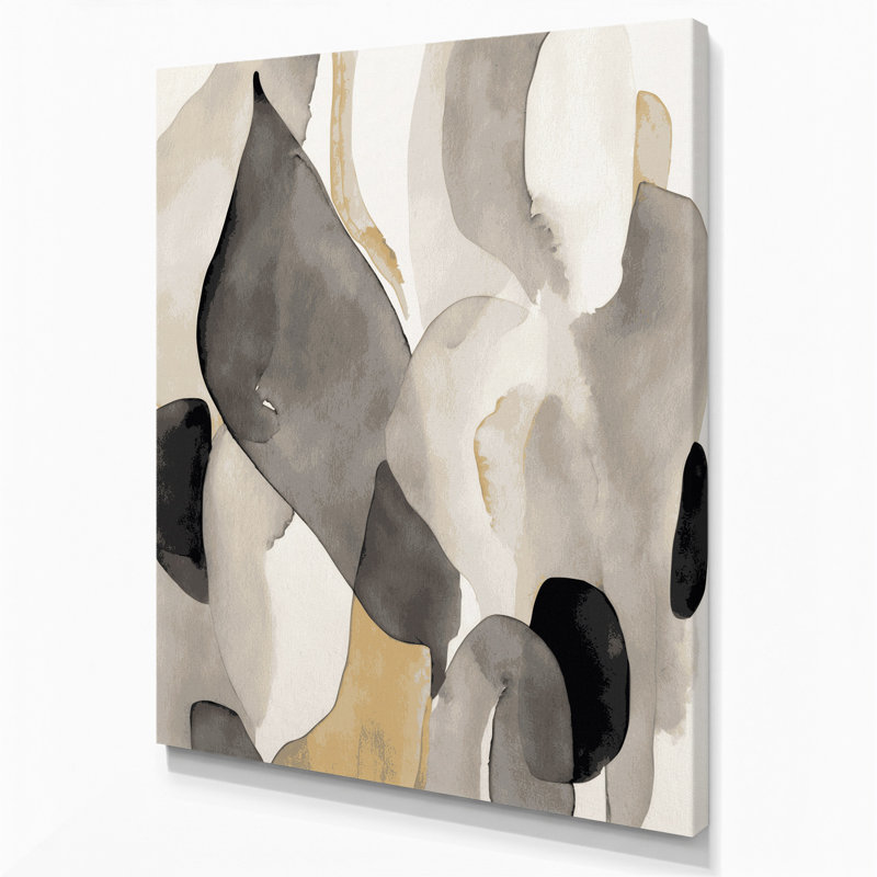 Abstrait aquarelle 63, art mural sur toile grise, H 14 po x l 11 po
