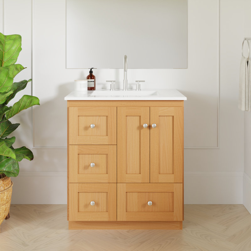 Meuble-lavabo l 31 po x P 22 po x H 35 po Shaker, Aulne naturel
