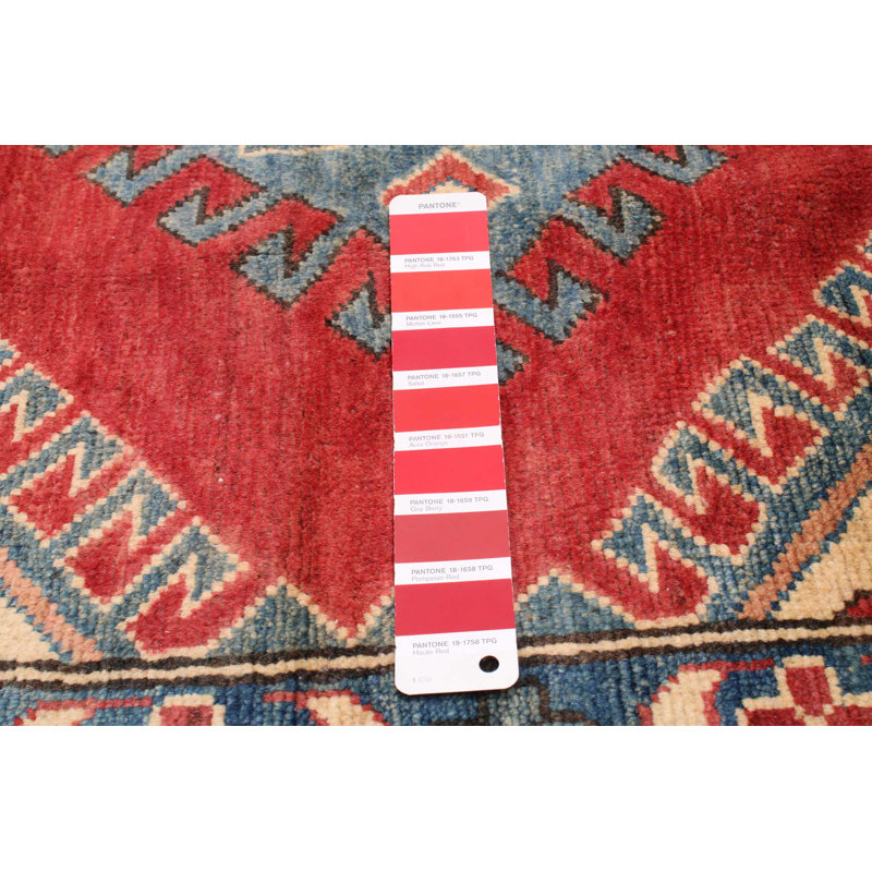 Tapis rouge / bleu / crème en laine noué à la main de conception unique 8 pi 3 po x 10 pi 8 po New Age Tremont