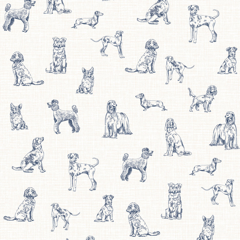 Joules Sketched Dogs Cream/Blue Wallpaper