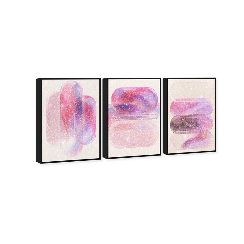 Rose Topaz Set Set by Oliver Gal, 25"H x 17"W, Black Floater Frame