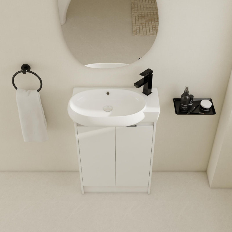 Freestanding Bathroom Vanity with Sink, Soft Close Doors, Glossy White
