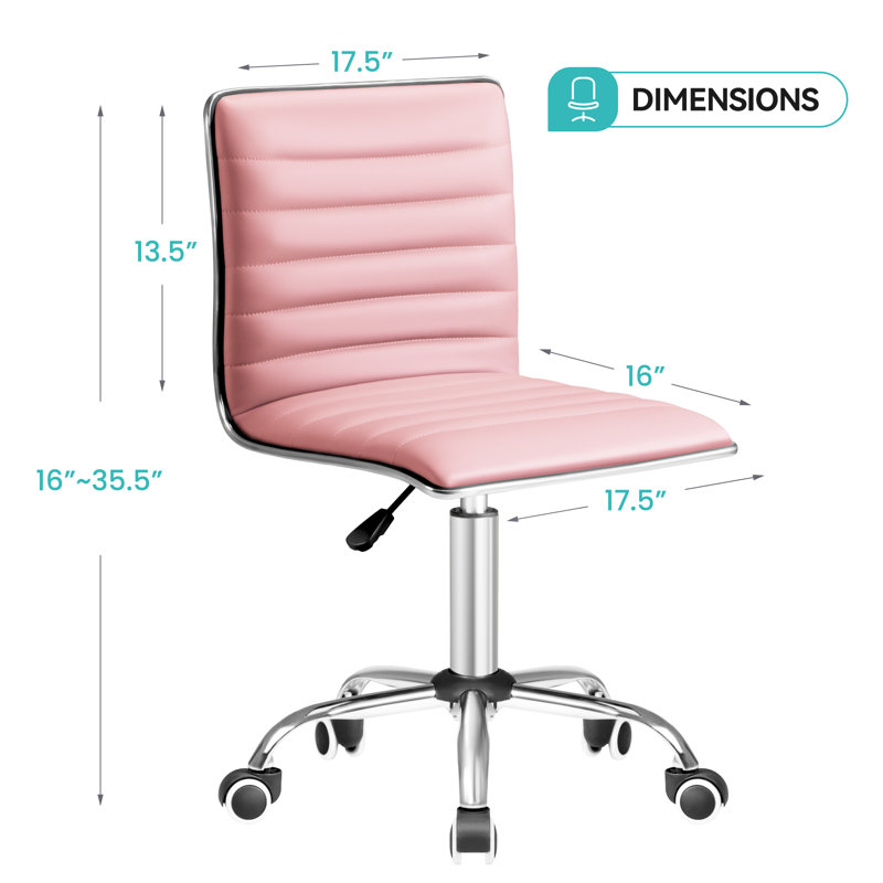 Chaise de bureau d'ordinateur Kaycee, Rose