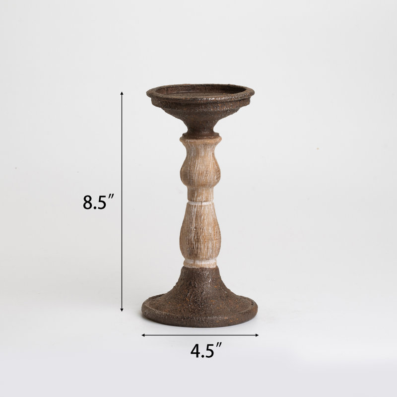 Ensemble de 3 chandeliers en fonte rustique avec finition en bois patiné et résine, 3 pièces pour bougies à DEL