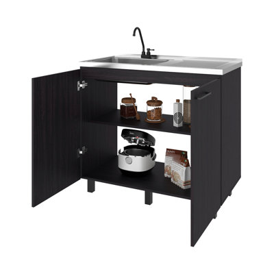 Utility Sink Cabinet With 2 Doors And 3 Shelves - Efficient Organization For Kitchen Laundry, Construction
