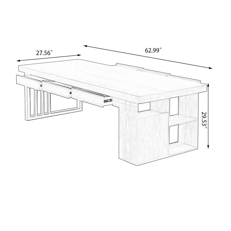 Bureaux rectangulaires en bois massif, H 29,53 po x l 62,99 po x P 27,56 po