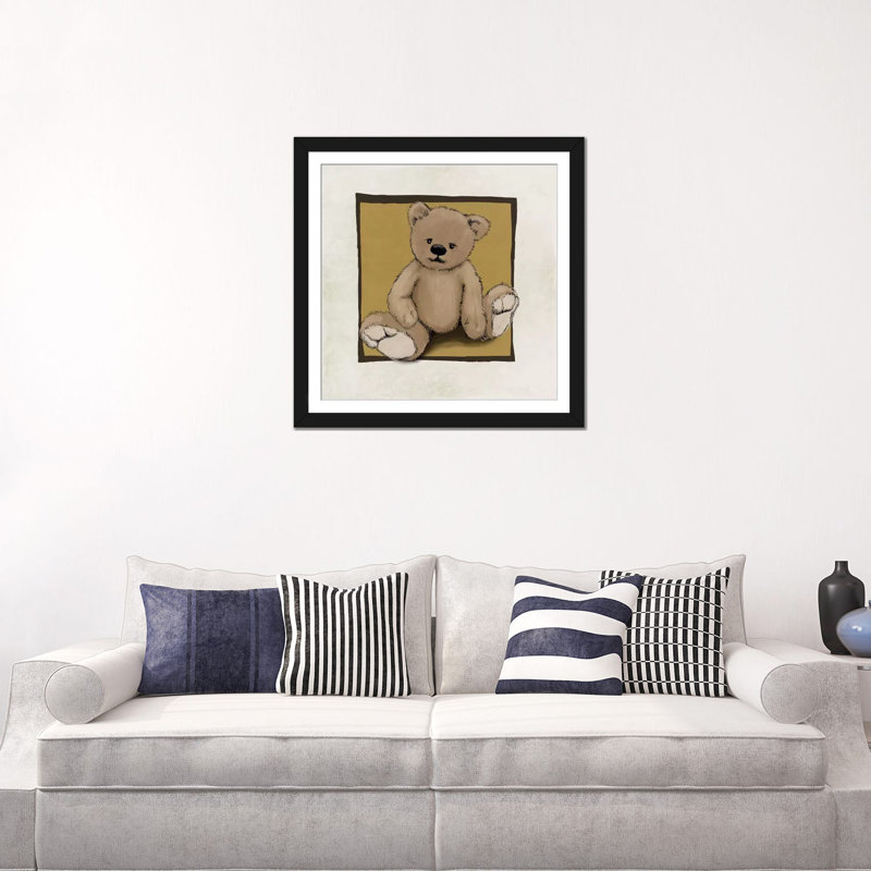 « teddy bear », impression sur toile, H 3 po x l 24 po x P 24 po, Papier beaux-arts encadré noir, Blanc