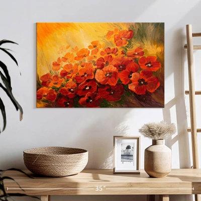 Harnek - coquelicots rouges sur fond jaune