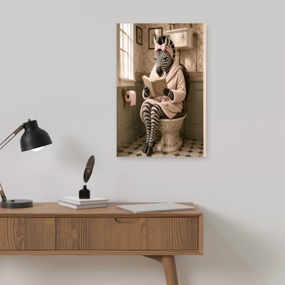 Whimsical Zebra Reading Elegant Vintage Whimsical Zebra Wall Art Print 1 Piece Wrapped Canvas Wall Art