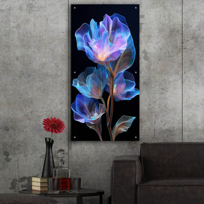  «Underwater Flower» par Ann Klee, art mural en verre acrylique, 24 po x 48 po