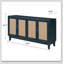 Buffet 4 portes en rotin avec tablettes réglables - panneaux de grain de qualité supérieure fabriqués à la main, armoire de rangement moderne-609224611