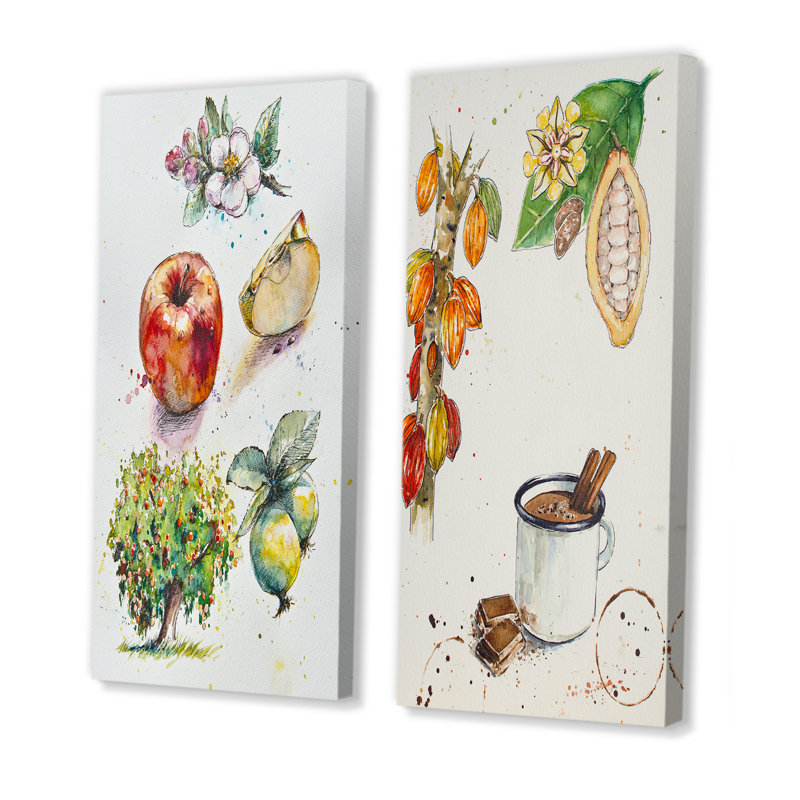 «Set of Apple Botanist II», ensemble de 2 impressions sur toile, H 20 po x l 24 po x P 1 po, Toile tendue