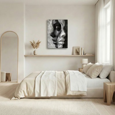 «Gallery Wrap», art mural sur toile pour le salon, la chambre à coucher, le bureau ou le vestibule - décoration murale décorative avec visage abstrait