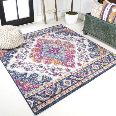 Tapis bleu / jaune / crème Lathan