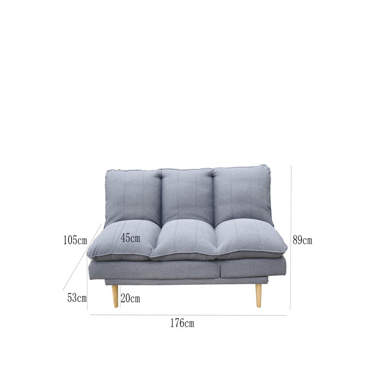 3 Seater Fabric Sofa Bed, Grey