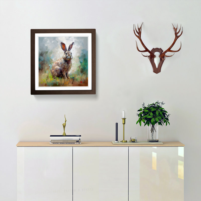 Rabbit Impressionism - Framed Print, Walnut