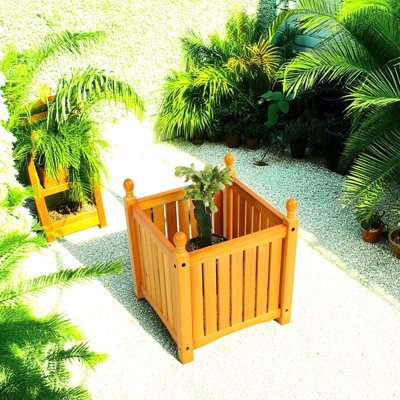 Pot à fleurs d'extérieur carré en bois, idéal pour faire pousser toutes les herbes et fleurs, montage rapide, ajoute du style au patio ou au bord de la piscine, contient des arrangements en pot