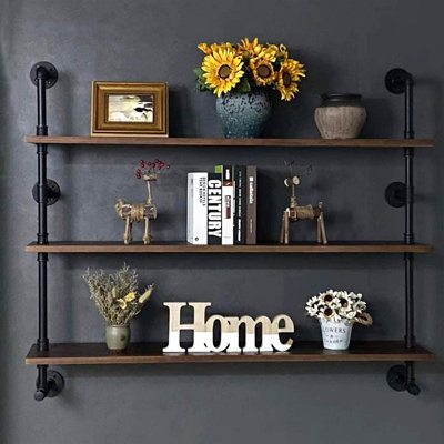 Tablettes murales avec tablette en bois véritable et planches flottantes 48 pouces