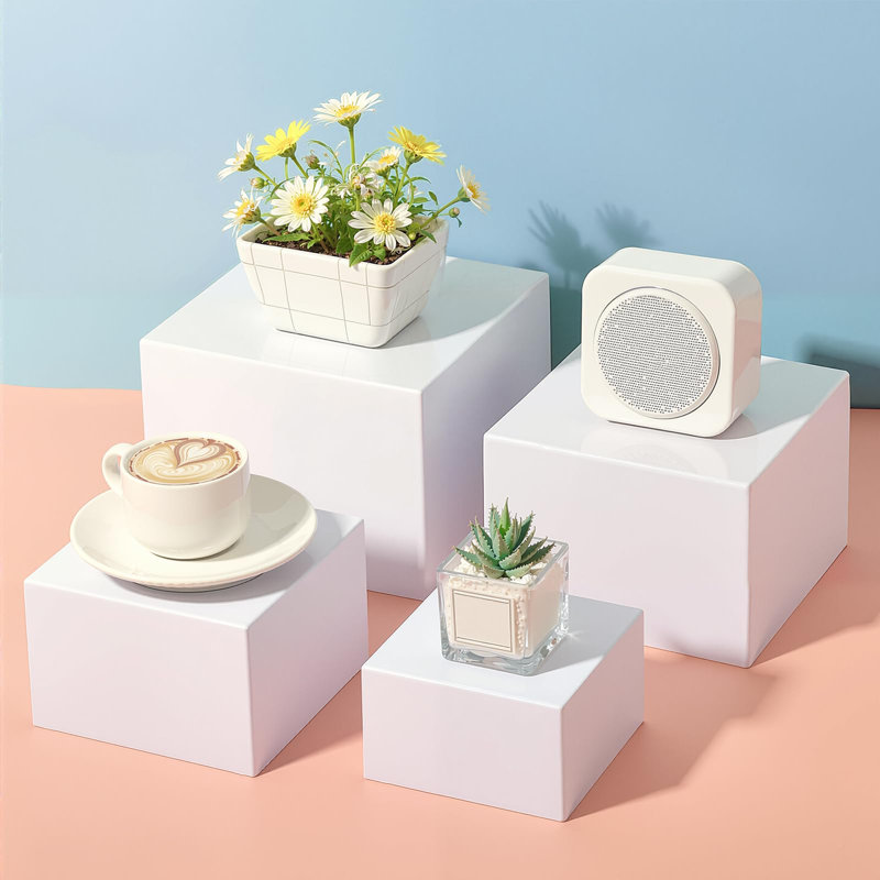 Buffers, élévateurs de nourriture pour table de buffet, présentoir pour la restauration de figurines de bijoux de dessert, présentoir de cube en acrylique emboîtable avec fond creux 4PCS 7 "8" 9 "10"