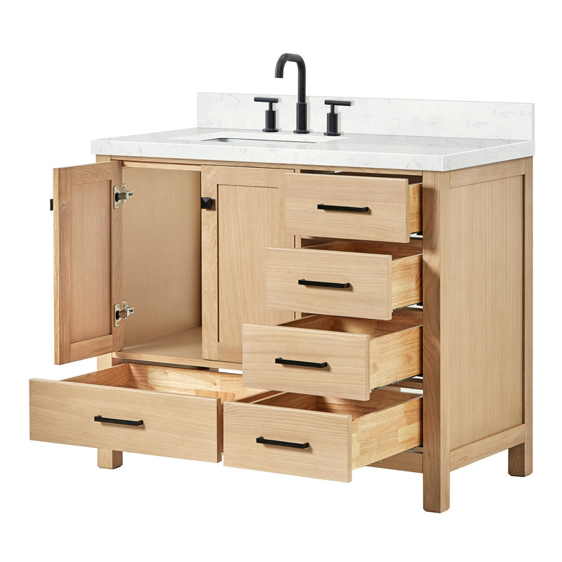  Meuble-lavabo simple 42,25 po avec plateau, Left, Rectangular, Chêne