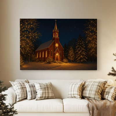 «Warm Lantern Serenade of Evergreen», toile tendue avec châssis de qualité supérieure