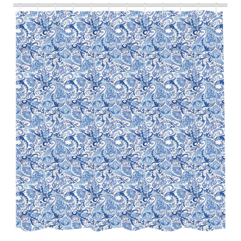 Paisley Shower Curtain with Hooks Included, 70" H x 69" W