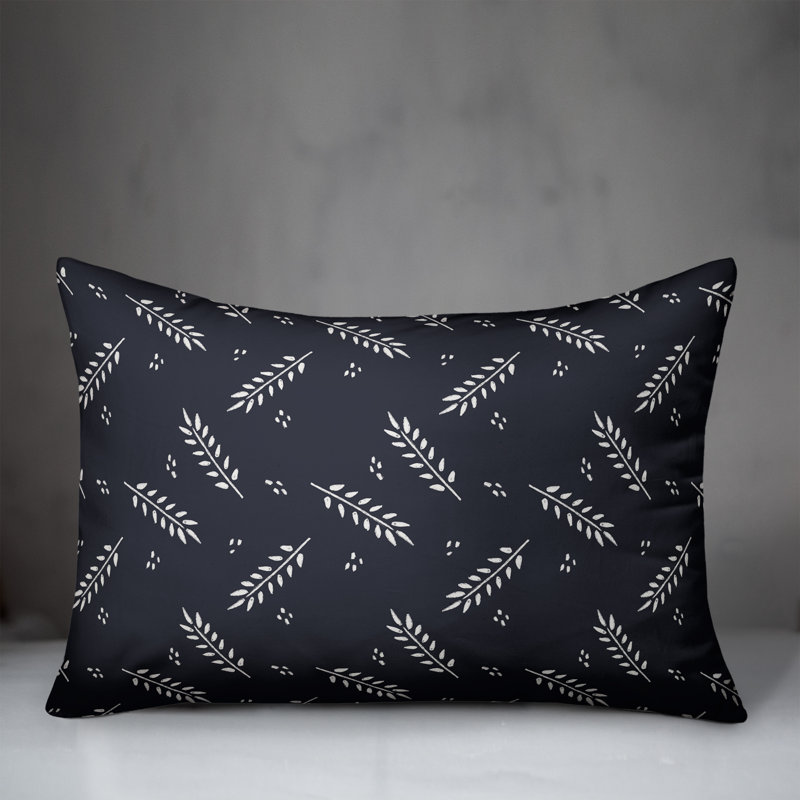  Coussin décoratif floral intérieur / extérieur en polyester, H 14 po x l 20 po, Marine