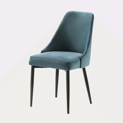 Ensemble de 2 chaises de salle à manger modernes en velours bleu